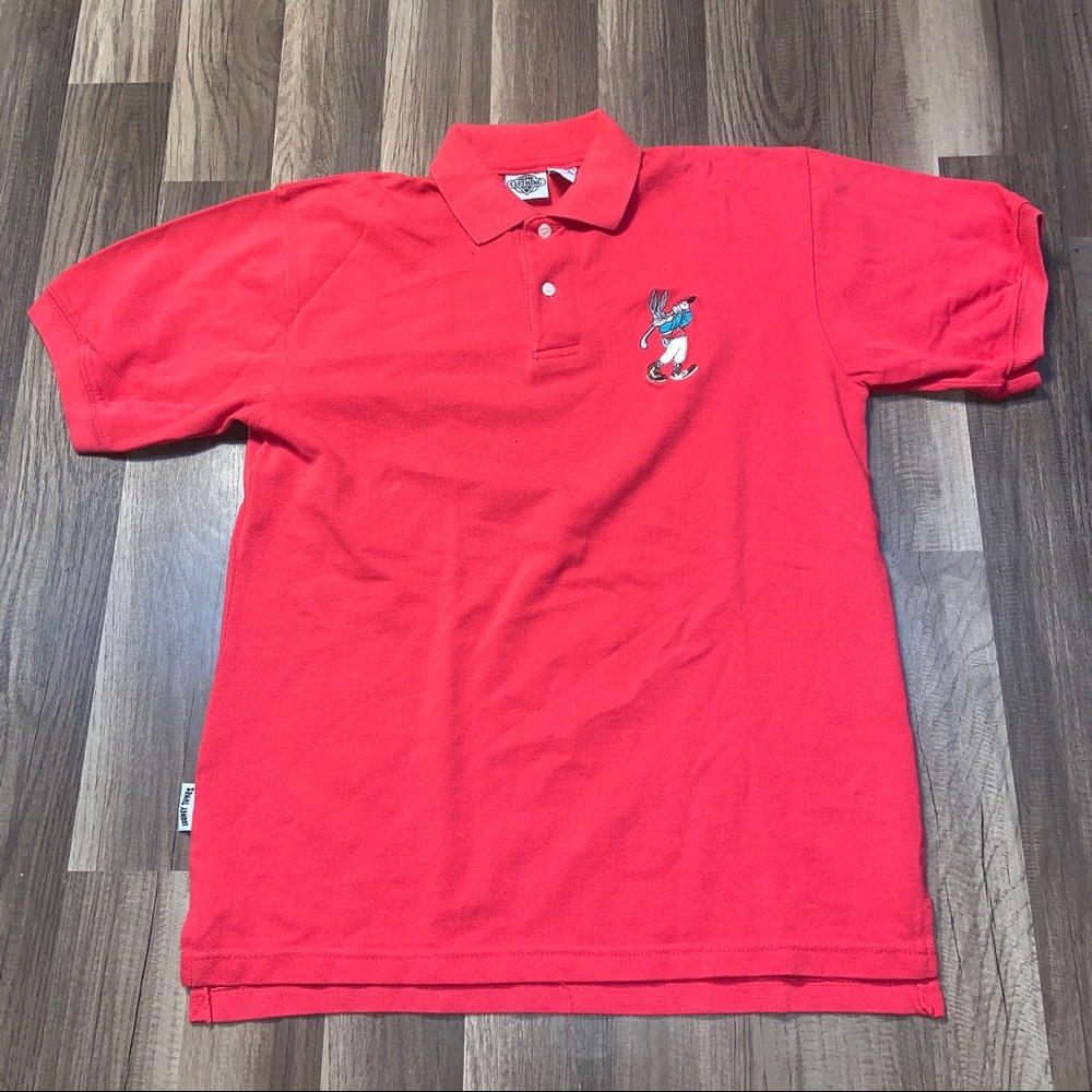 Vintage bugs bunny looney tunes polo shirt red men